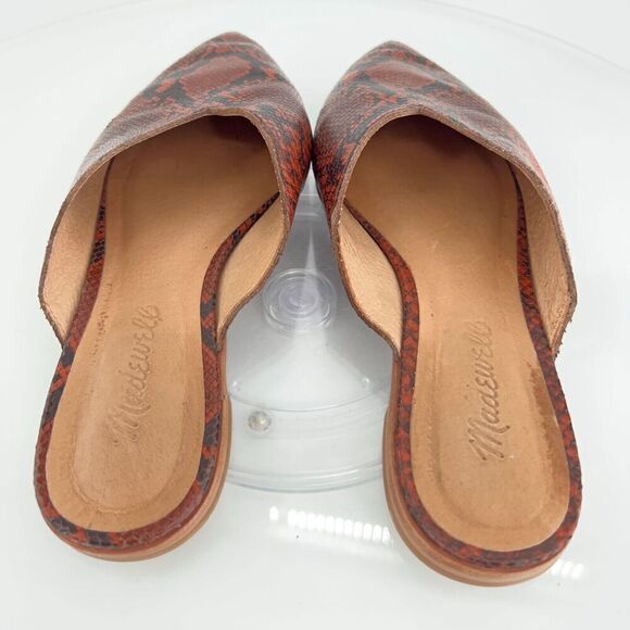 Madewell Women's The Emilia Mule Size 6.5 Slip On Pointed Flat Shoe Comfy Snake - Picture 5 of 11